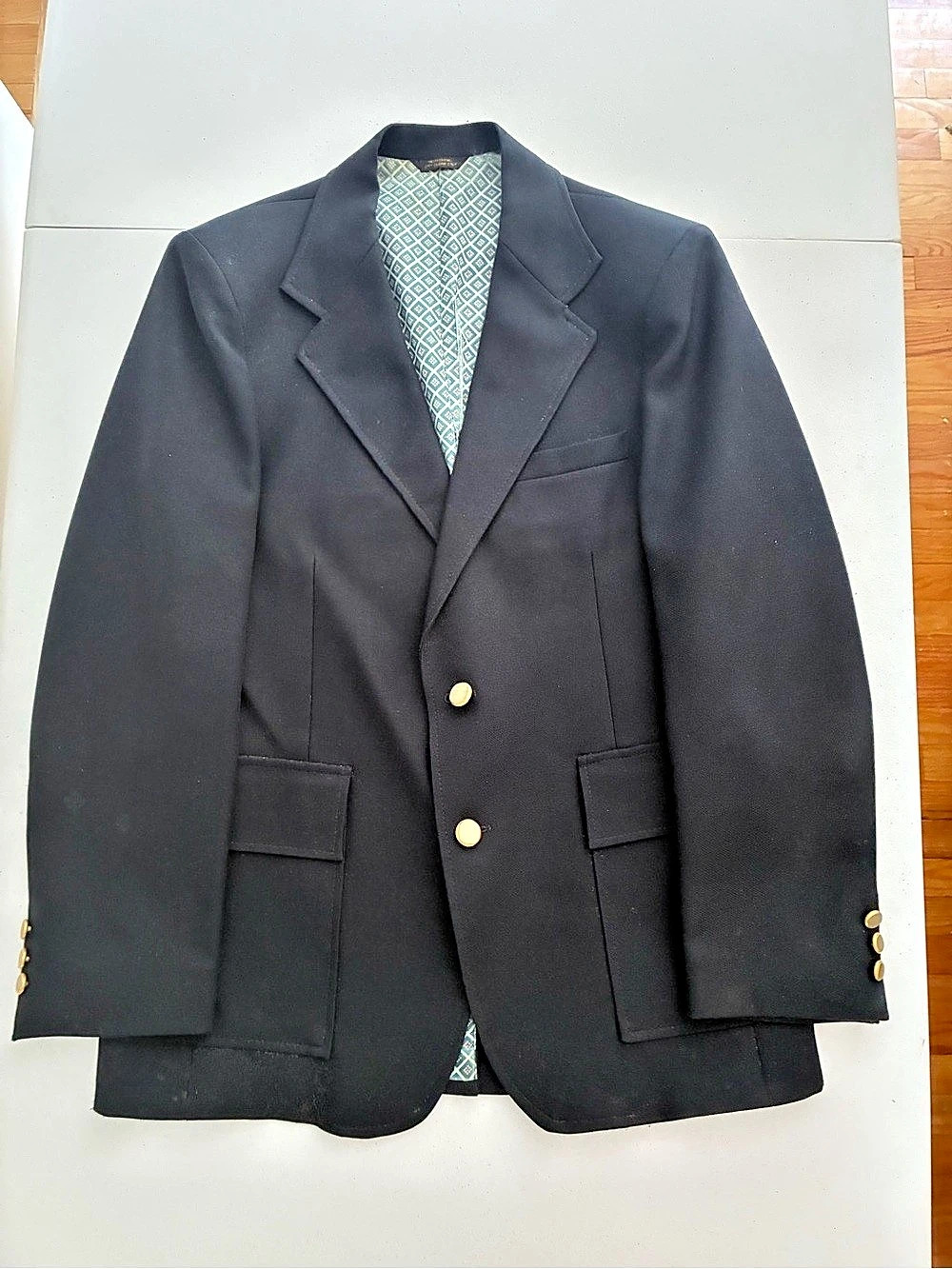 Men's Black Sport Coat Gold-Tone Buttons Like New